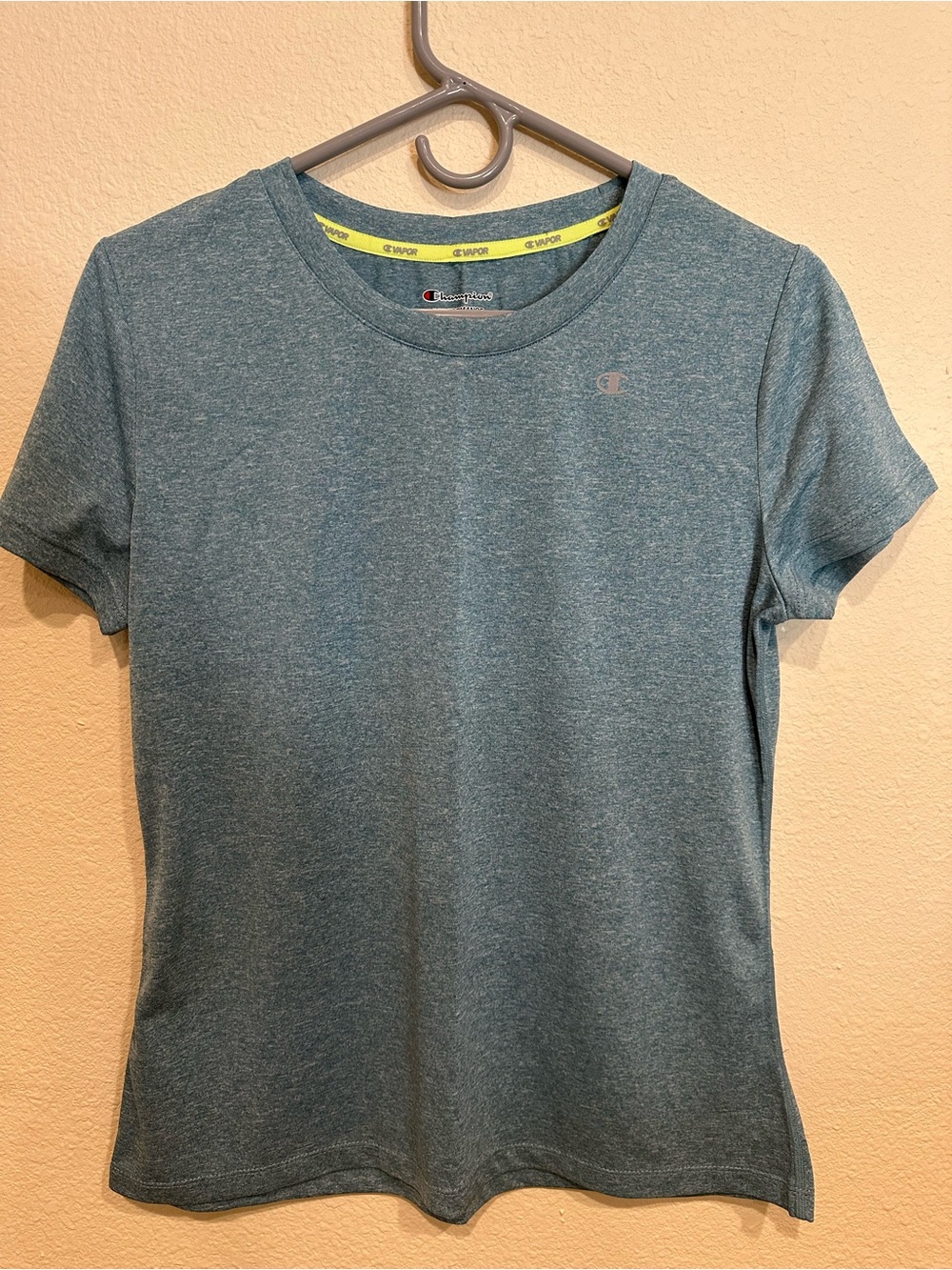 Women’s CHAMPION Exercise Crewneck Tees in Charcoal/Light Blue/Dusty Pink—M - Picture 8 of 16